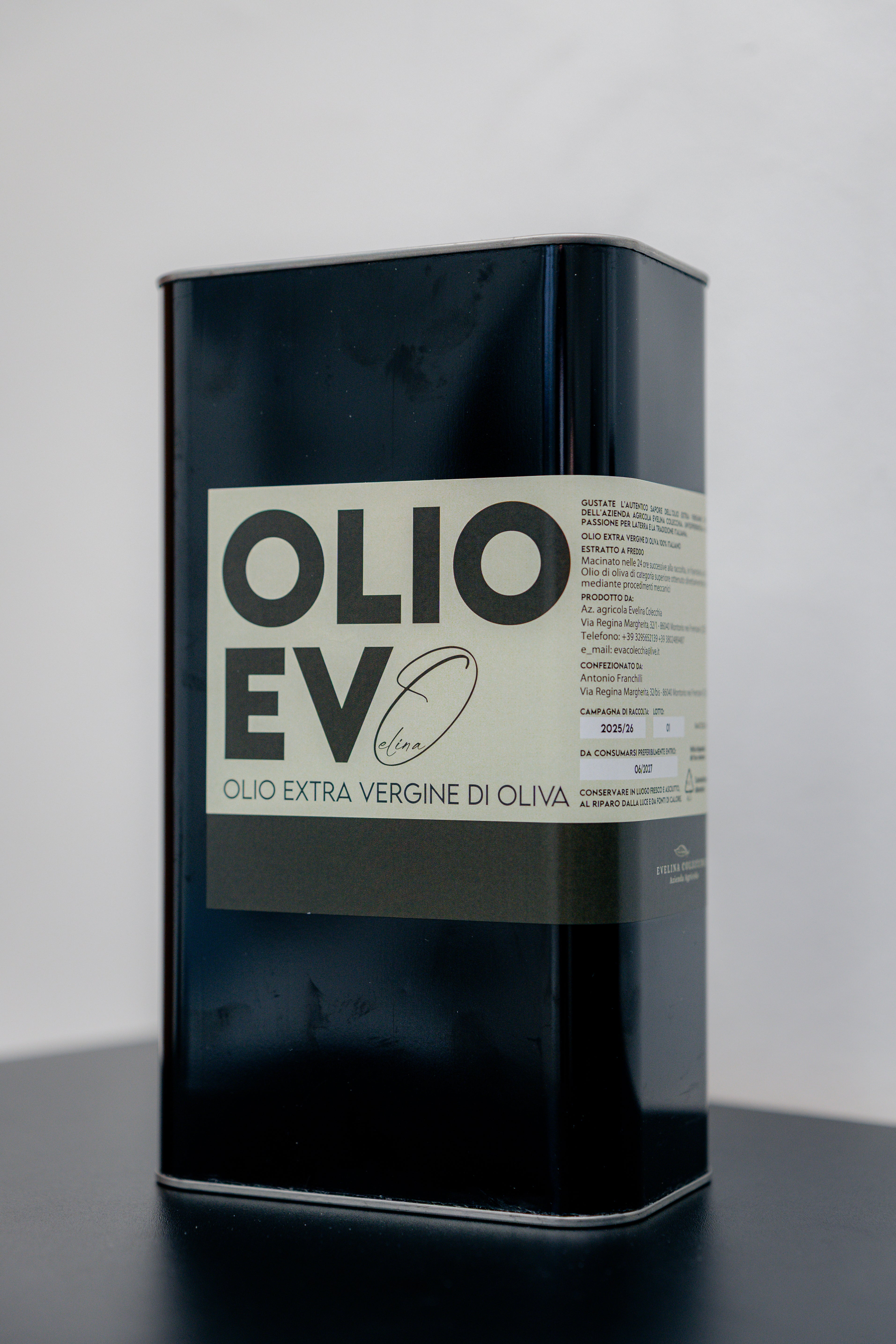 Olio extravergine di oliva Evelina 100% italiano Molise, lattina 3 litri