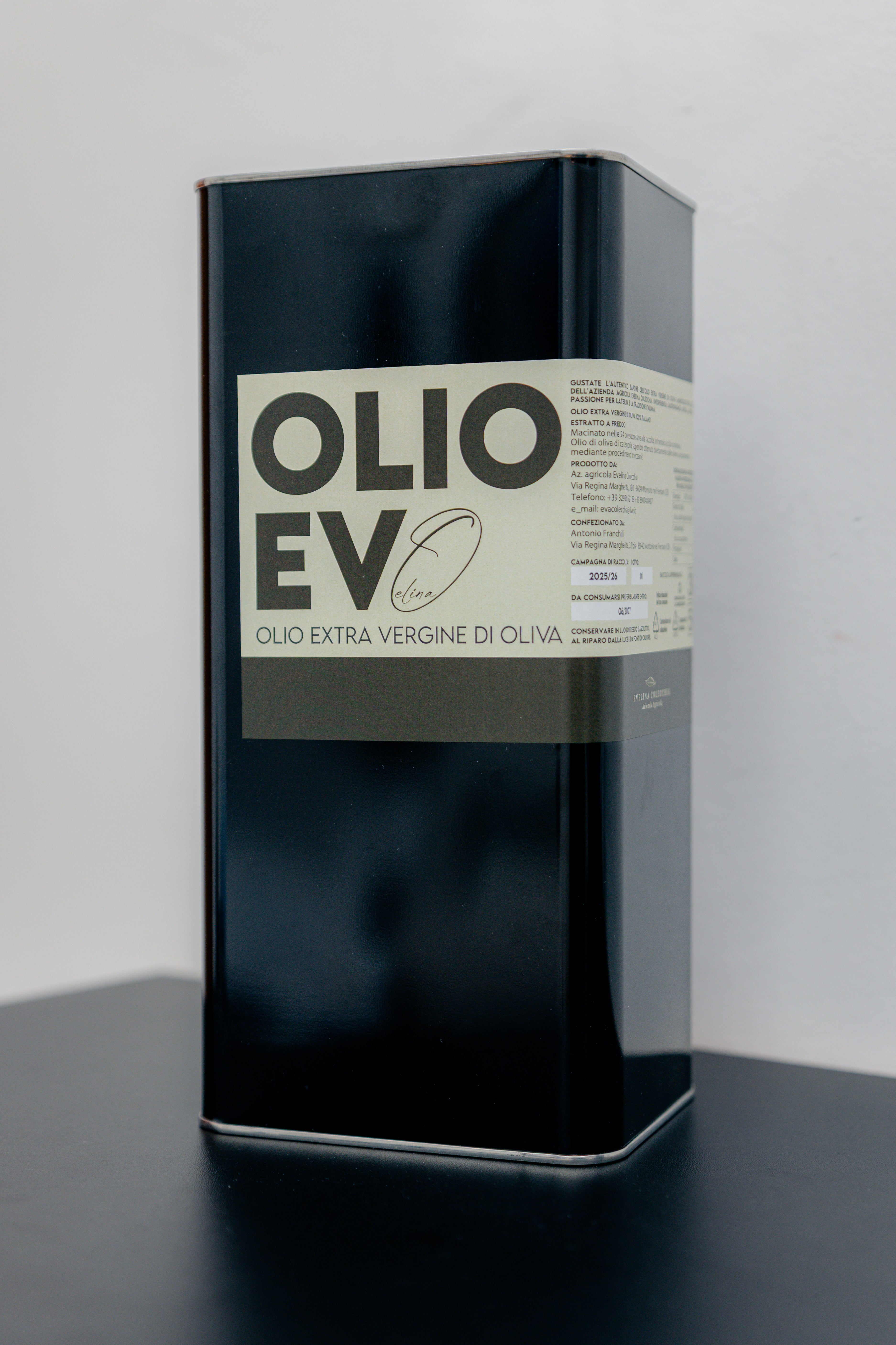 Olio extravergine di oliva Evelina 100% italiano Molise, lattina 5 litri