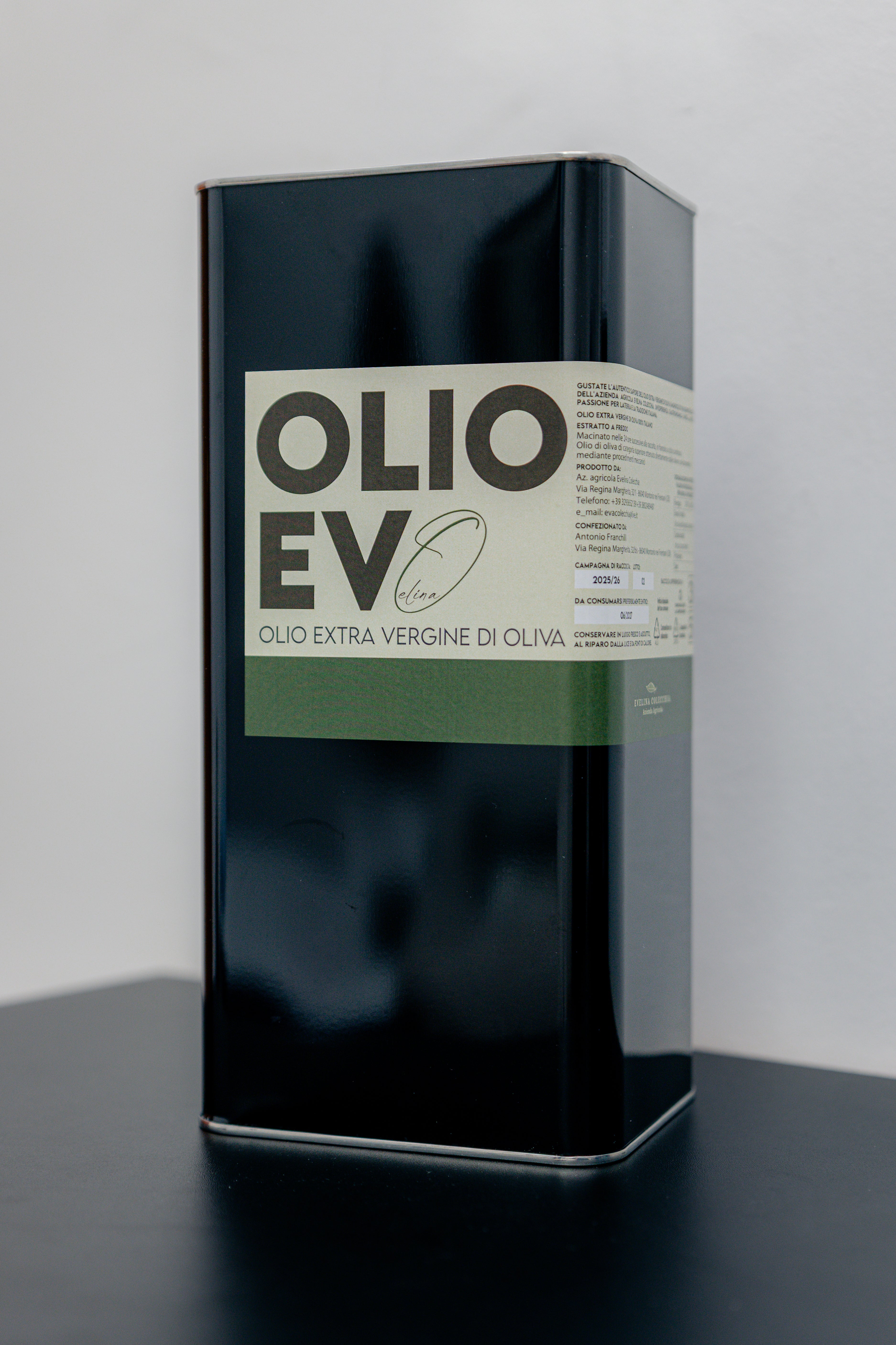 Olio extravergine di oliva Evelina 100% italiano Molise, lattina 5 litri